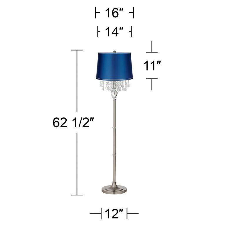 Image 3 360 Lighting Crystals 62 1/2" Blue Satin and Brushed Nickel Floor Lamp more views