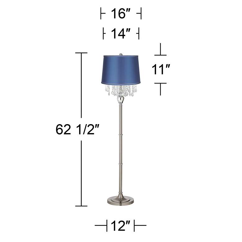 Image 5 360 Lighting Crystals 62 1/2" Blue Satin and Brushed Nickel Floor Lamp more views