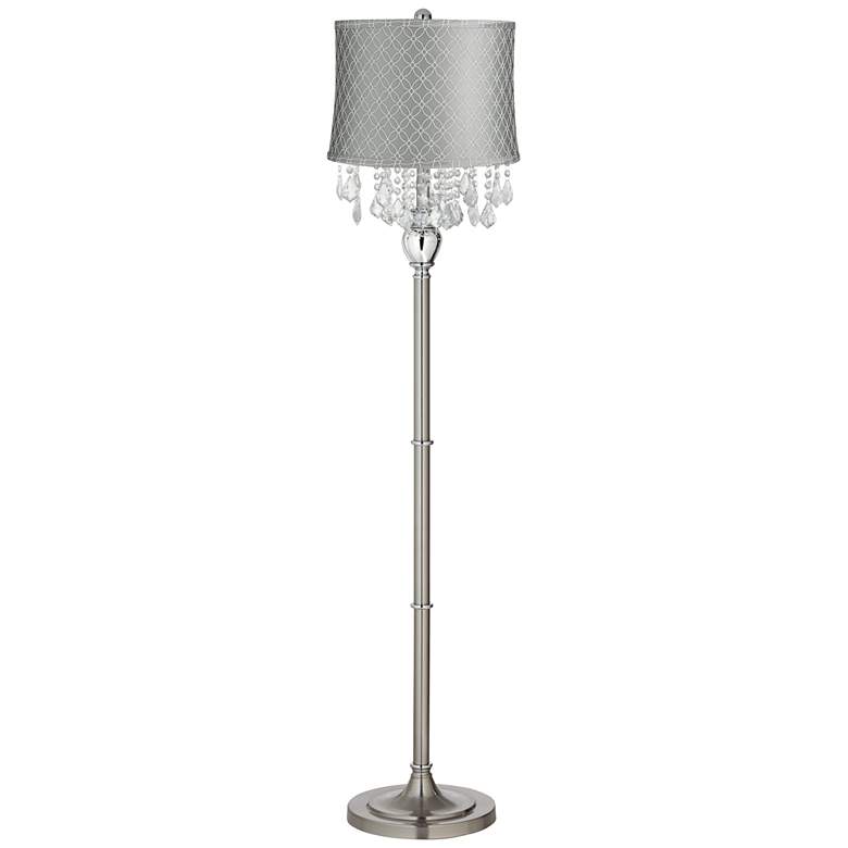 Image 1 360 Lighting Crystals 62 1/2" Gray-Silver Pinched Drum Floor Lamp