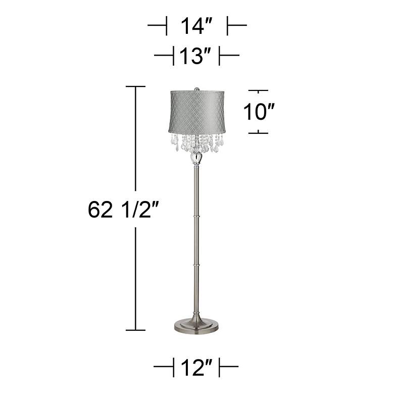 Image 4 360 Lighting Crystals 62 1/2 inch Gray-Silver Pinched Drum Floor Lamp more views