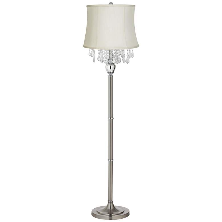 Image 1 360 Lighting Crystals 62 1/2" High Creme and Brushed Nickel Floor Lamp