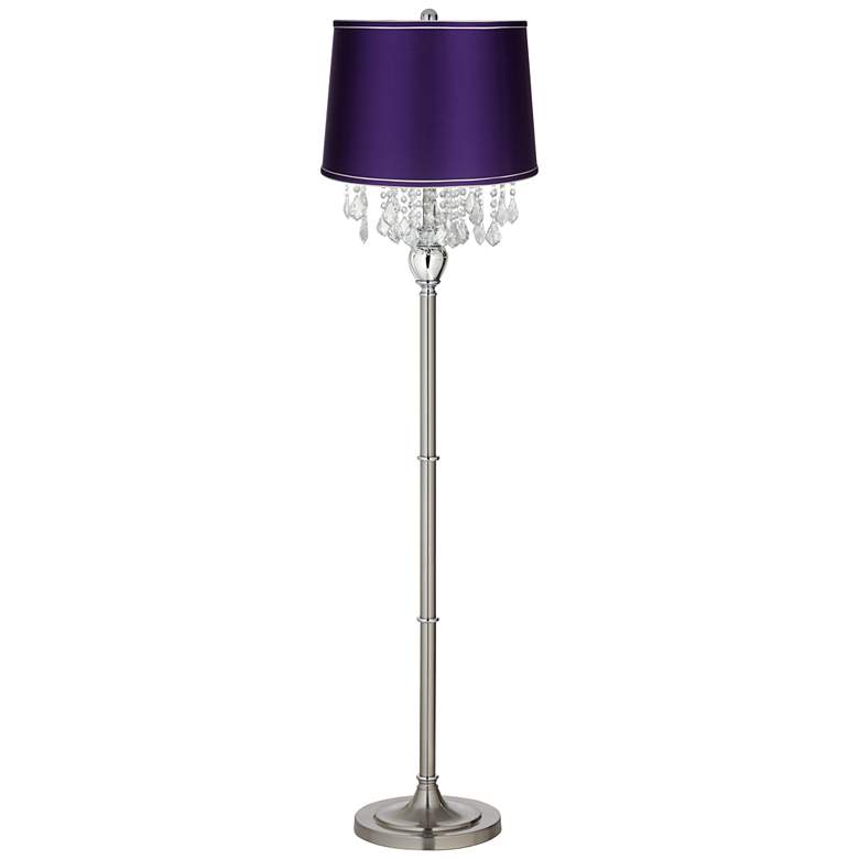Image 2 360 Lighting Crystals 62 1/2" Purple and Brushed Nickel Floor Lamp