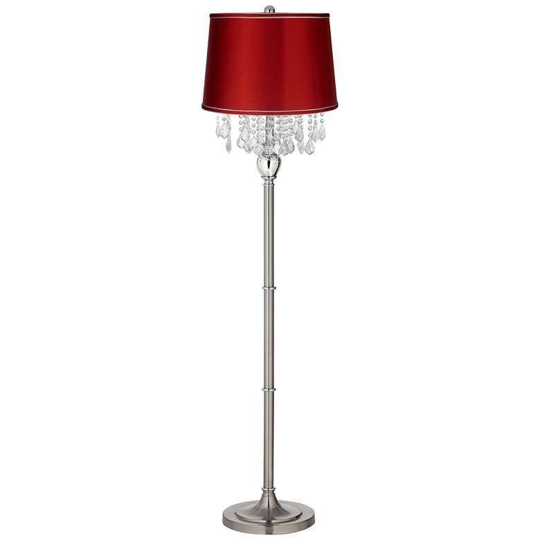 Image 1 360 Lighting Crystals 62 1/2" Satin Red and Brushed Nickel Floor Lamp