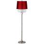 360 Lighting Crystals 62 1/2" Satin Red and Brushed Nickel Floor Lamp