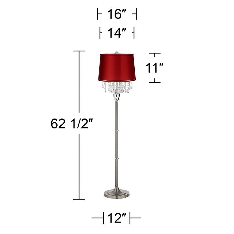 Image 4 360 Lighting Crystals 62 1/2 inch Satin Red and Brushed Nickel Floor Lamp more views