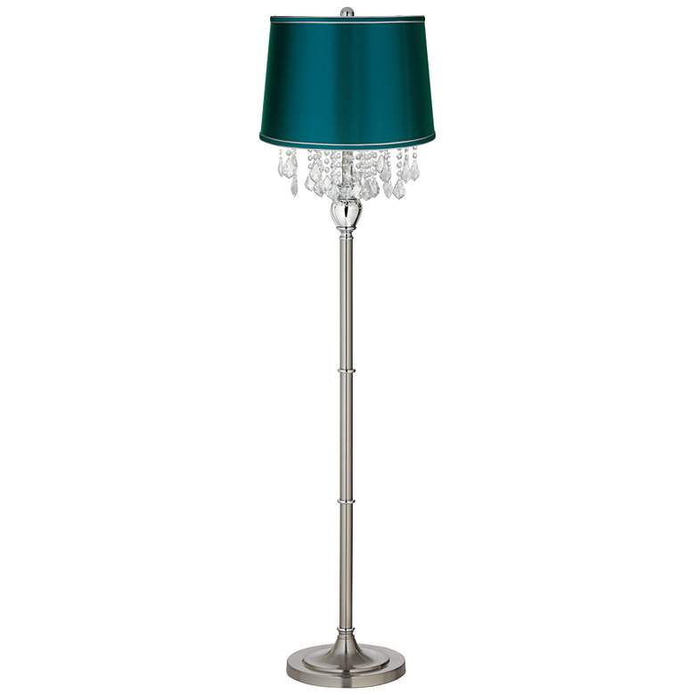 Image 1 360 Lighting Crystals 62 1/2" Teal Blue and Brushed Nickel Floor Lamp