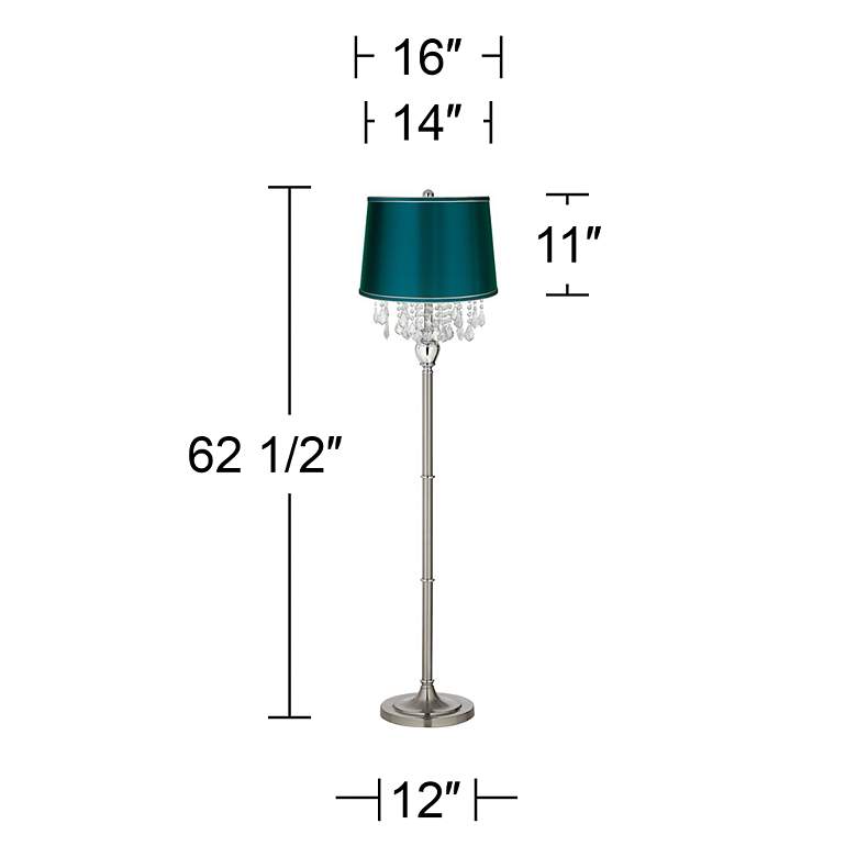 Image 4 360 Lighting Crystals 62 1/2" Teal Blue and Brushed Nickel Floor Lamp more views