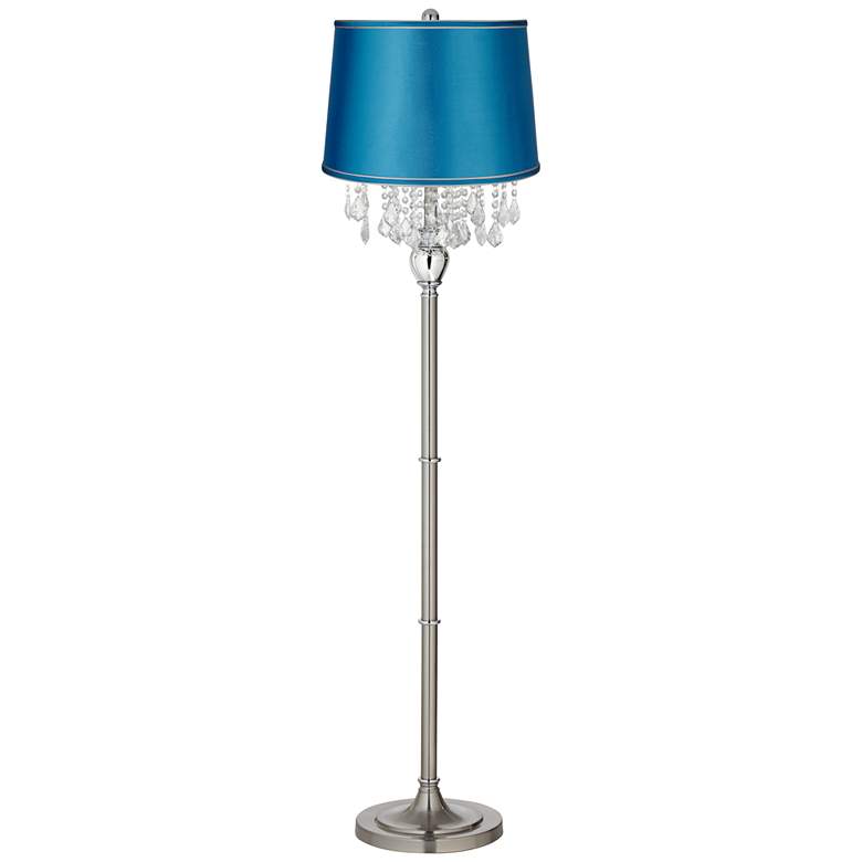 Image 2 360 Lighting Crystals 62 1/2" Turquoise Satin and Nickel Floor Lamp