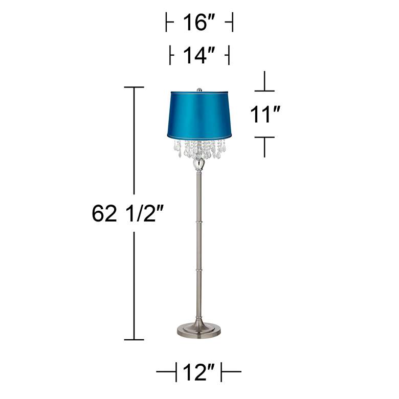 Image 3 360 Lighting Crystals 62 1/2 inch Turquoise Satin and Nickel Floor Lamp more views