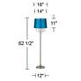 360 Lighting Crystals 62 1/2" Turquoise Satin and Nickel Floor Lamp