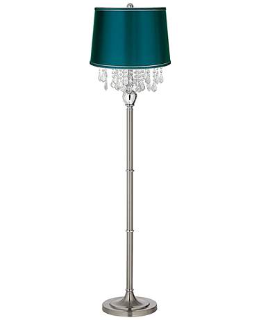 360 Lighting Crystals 62 1/2" Teal Blue and Brushed Nickel Floor Lamp