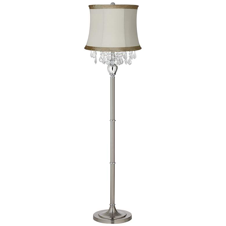 Image 1 360 Lighting Crystals Ivory Linen Shade Brushed Nickel Floor Lamp