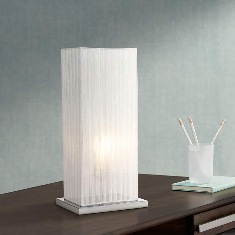 Image 2 360 Lighting Cube 19 3/4" High White Ribbon Shade Accent Table Lamp