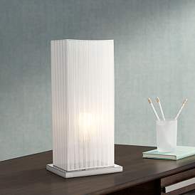 Image2 of 360 Lighting Cube 19 3/4" High White Ribbon Shade Accent Table Lamp