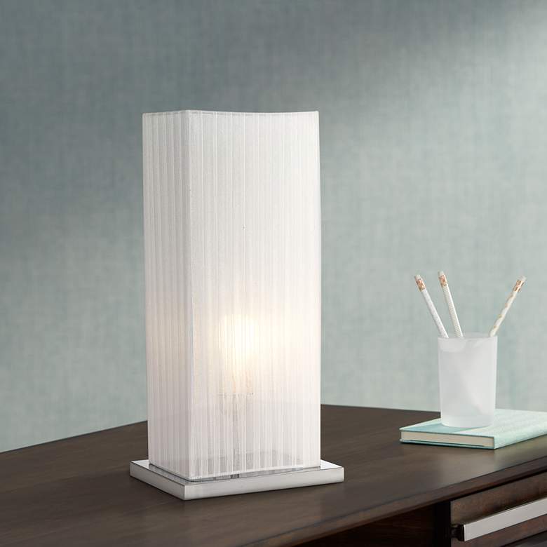 Image 1 360 Lighting Cube 19 3/4" High White Ribbon Shade Accent Table Lamp