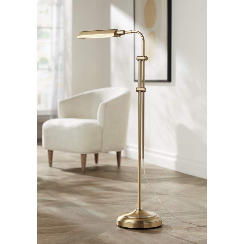 Image 2 360 Lighting Culver Adjustable Height Aged Brass Pharmacy LED Floor Lamp
