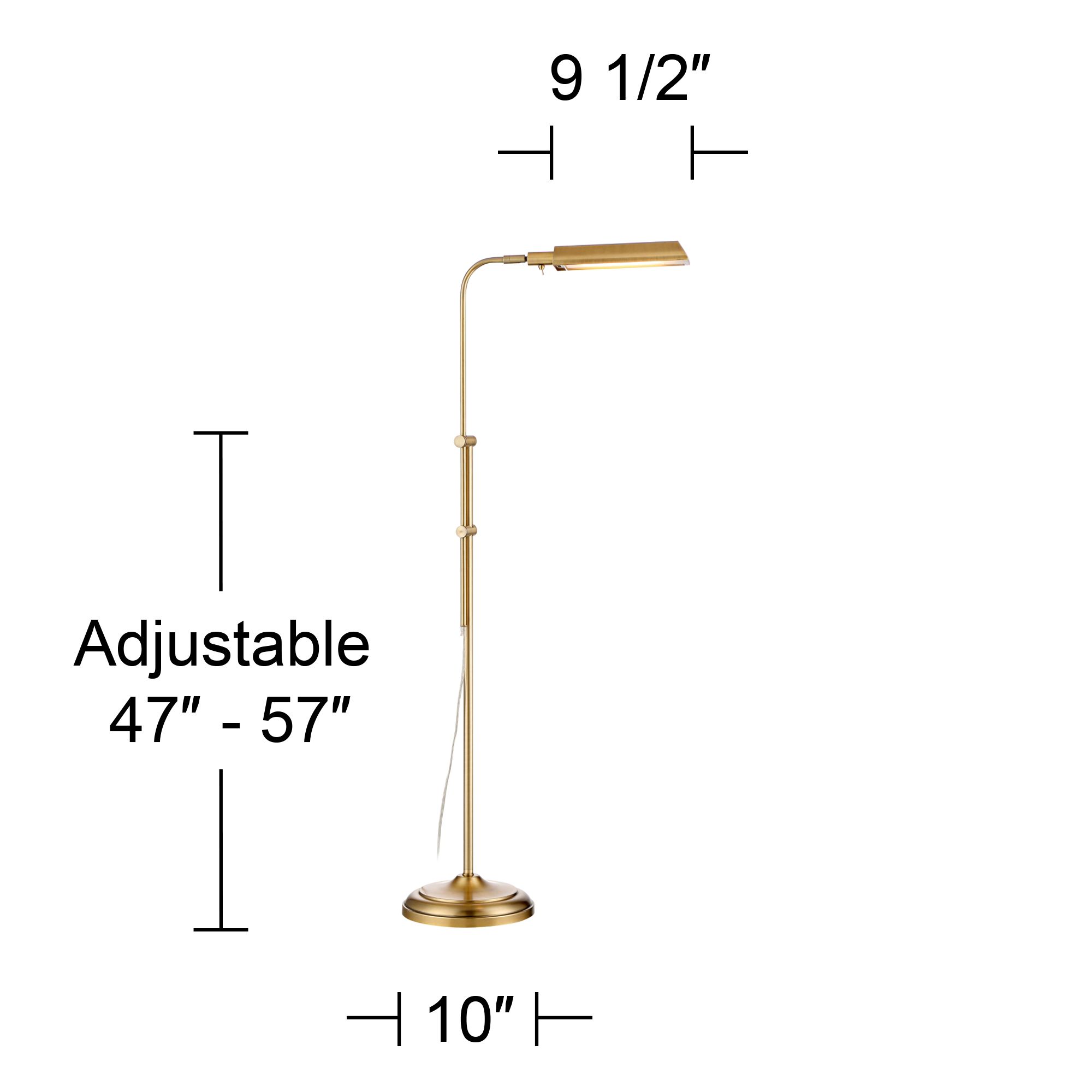 360 Lighting Culver Adjustable Height Aged Brass Pharmacy LED Floor Lamp in scene