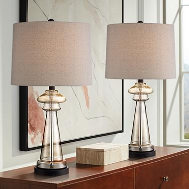 360 Lighting Dalia 27" Champagne Glass Table Lamps Set of 2