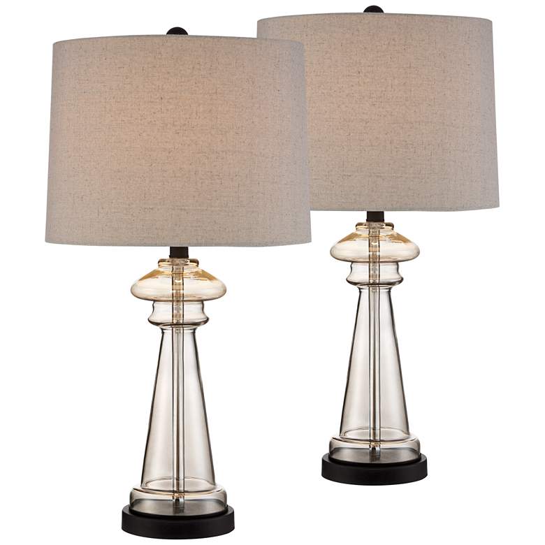 Image 2 360 Lighting Dalia 27" Champagne Glass Table Lamps Set of 2