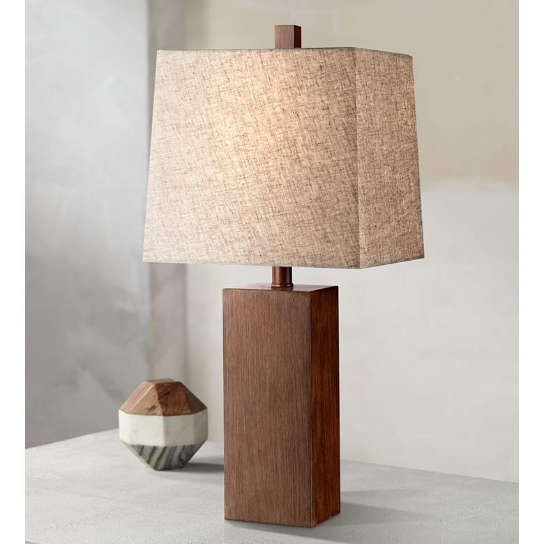 Image 2 360 Lighting Darryl 23" High Wood Finish Rectangular Table Lamp