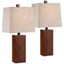 2_360 Lighting Darryl 23" Wood Finish Rectangular Table Lamps Set of 2