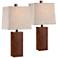 360 Lighting Darryl 23" Wood Finish Rectangular Table Lamps Set of 2