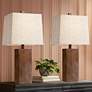1_360 Lighting Darryl 23" Wood Finish Rectangular Table Lamps Set of 2