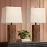 360 Lighting Darryl Wood Finish Rectangular Table Lamps Set of 2