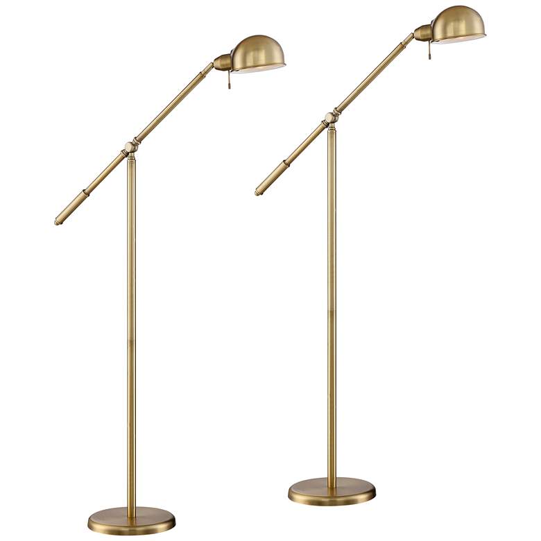 Image 2 360 Lighting Dawson Adjustable Height Brass Pharmacy Floor Lamps Set of 2