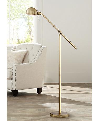 360 Lighting Dawson Adjustable Height Pharmacy Floor Lamp with USB Dimmer