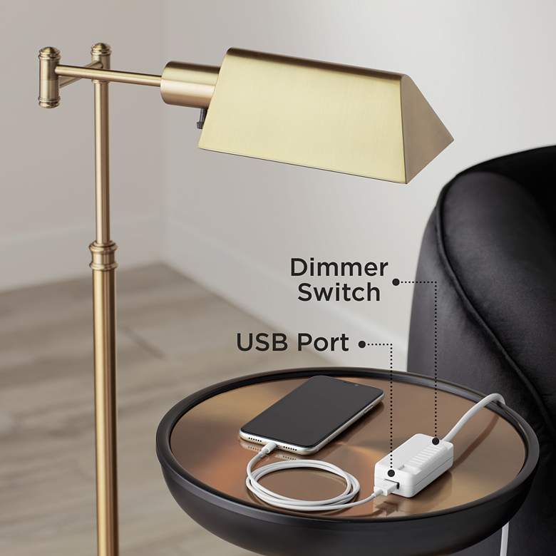 Image 7 360 Lighting Dawson Adjustable Height Pharmacy Floor Lamp with USB Dimmer more views