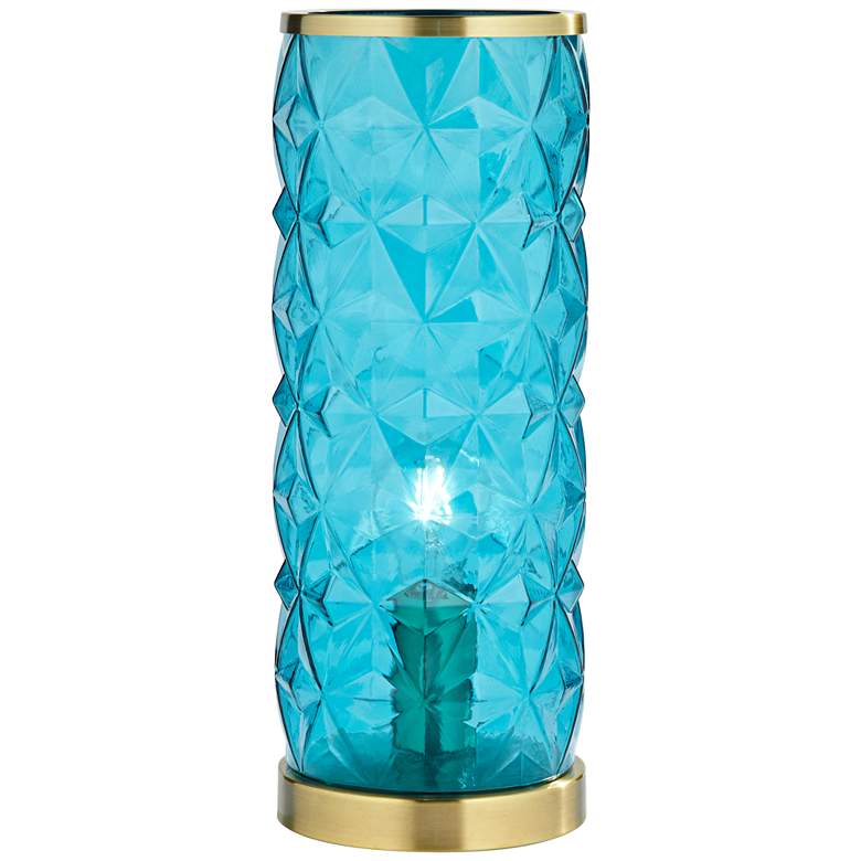 Image 7 360 Lighting Dayton 15.25" High Teal Blue Glass Accent Table Lamp more views