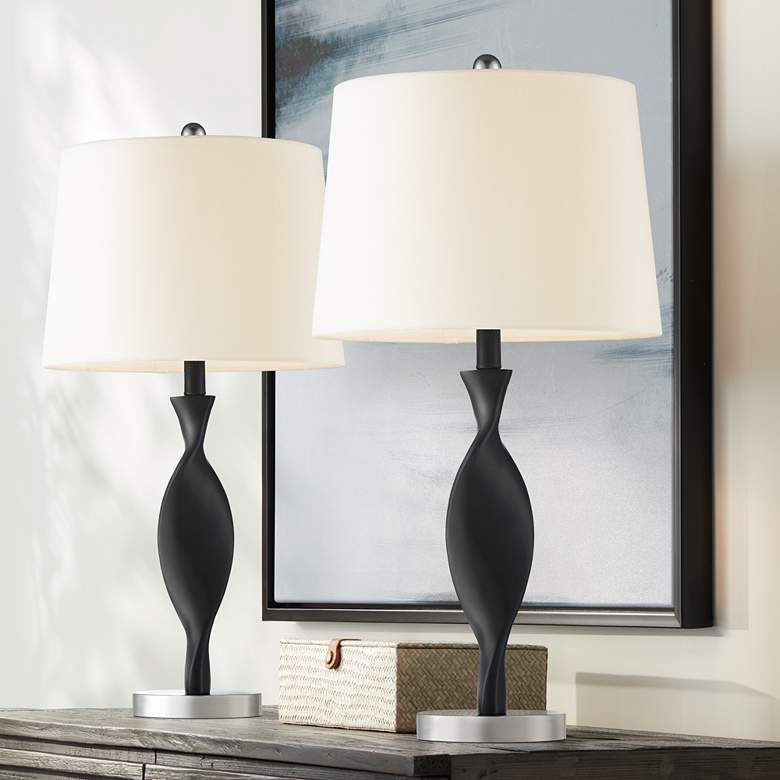 Image 1 360 Lighting Debra 27 1/2 inch Black Finish Modern Table Lamps Set of 2