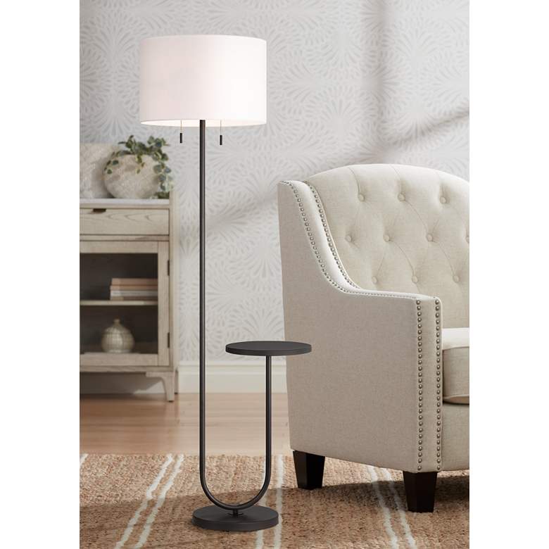 Image 2 360 Lighting Deva 61" High Modern Bronze Side Table Floor Lamp