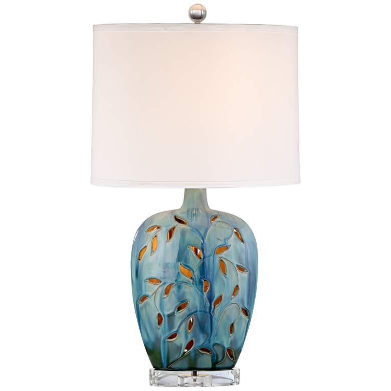 Image 2 360 Lighting Devan Vines 24 1/2" Blue Ceramic Lamp with Night Light