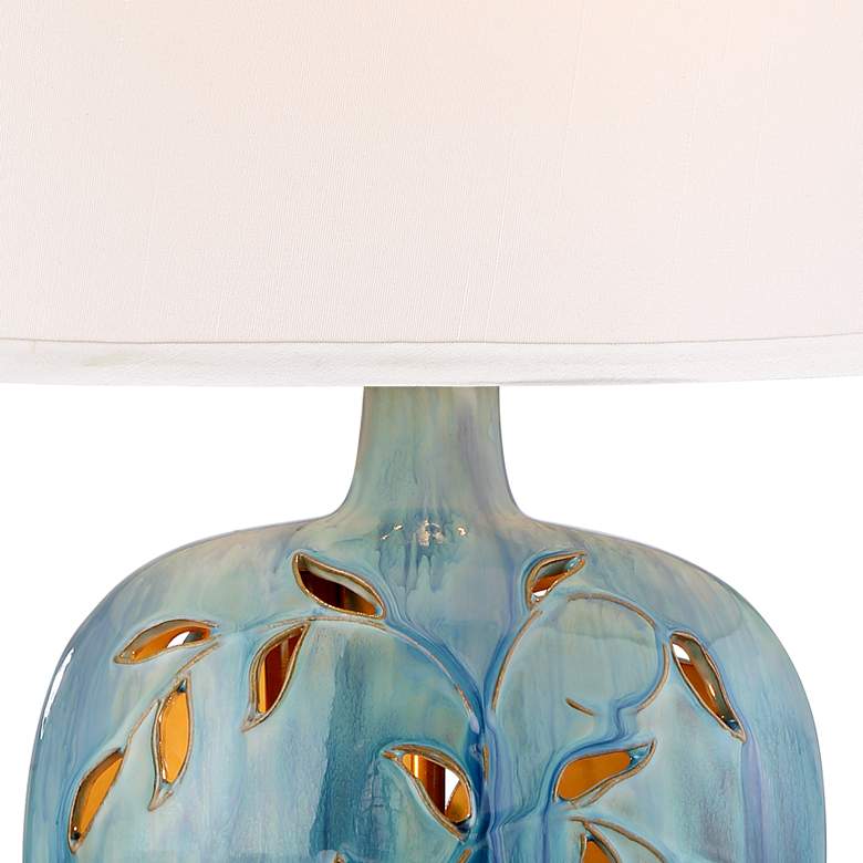 Image 4 360 Lighting Devan Vines 24 1/2 inch Blue Ceramic Lamp with Night Light more views