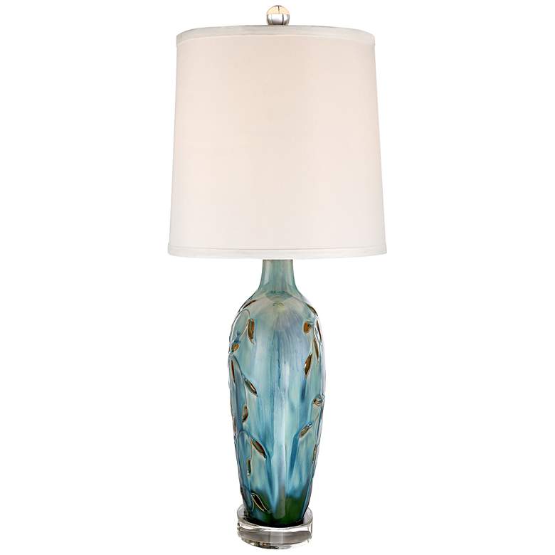 Image 6 360 Lighting Devan Vines 24 1/2 inch Blue Ceramic Lamp with Night Light more views