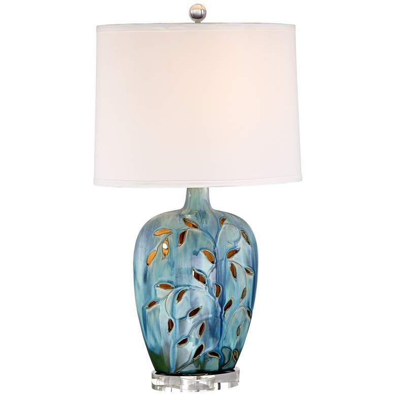 Image 7 360 Lighting Devan Vines Blue Ceramic Night Light Table Lamps Set of 2 more views