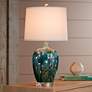 360 Lighting Devan Vines Blue Ceramic Night Light Table Lamps Set of 2