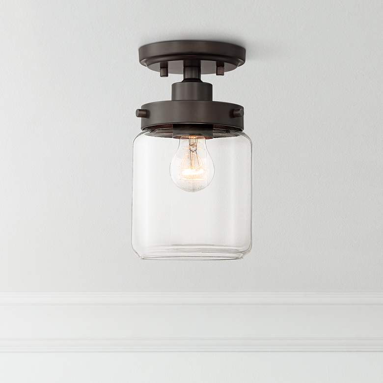 Image 1 360 Lighting Devonshire 6" Wide Bronze and Glass Ceiling Light