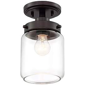 Image4 of 360 Lighting Devonshire 6" Wide Bronze and Glass Ceiling Light more views