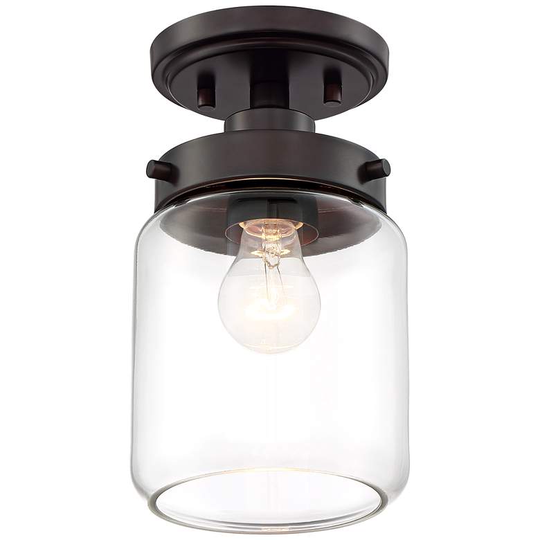 Image 4 360 Lighting Devonshire 6" Wide Bronze and Glass Ceiling Light more views