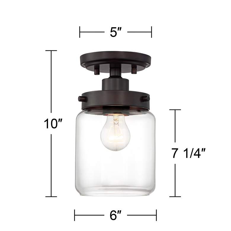Image 5 360 Lighting Devonshire 6" Wide Bronze and Glass Ceiling Light more views