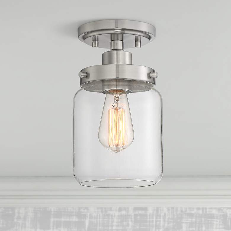 Image 1 360 Lighting Devonshire 6" Wide Brushed Nickel and Glass Ceiling Light