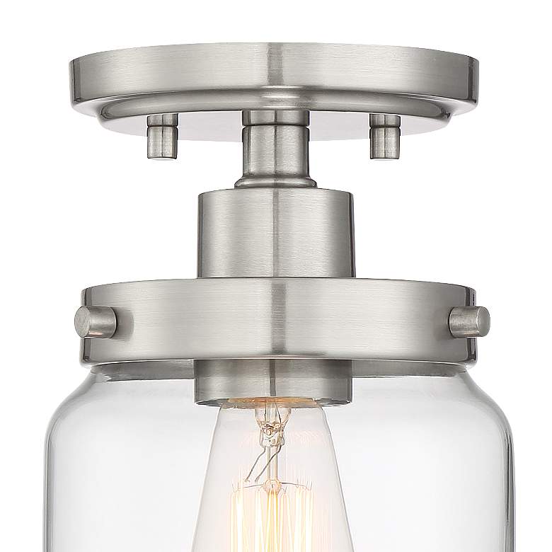 Image 3 360 Lighting Devonshire 6 inch Wide Brushed Nickel and Glass Ceiling Light more views