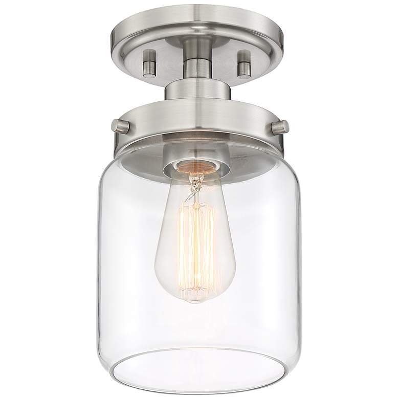 Image 4 360 Lighting Devonshire 6" Wide Brushed Nickel and Glass Ceiling Light more views