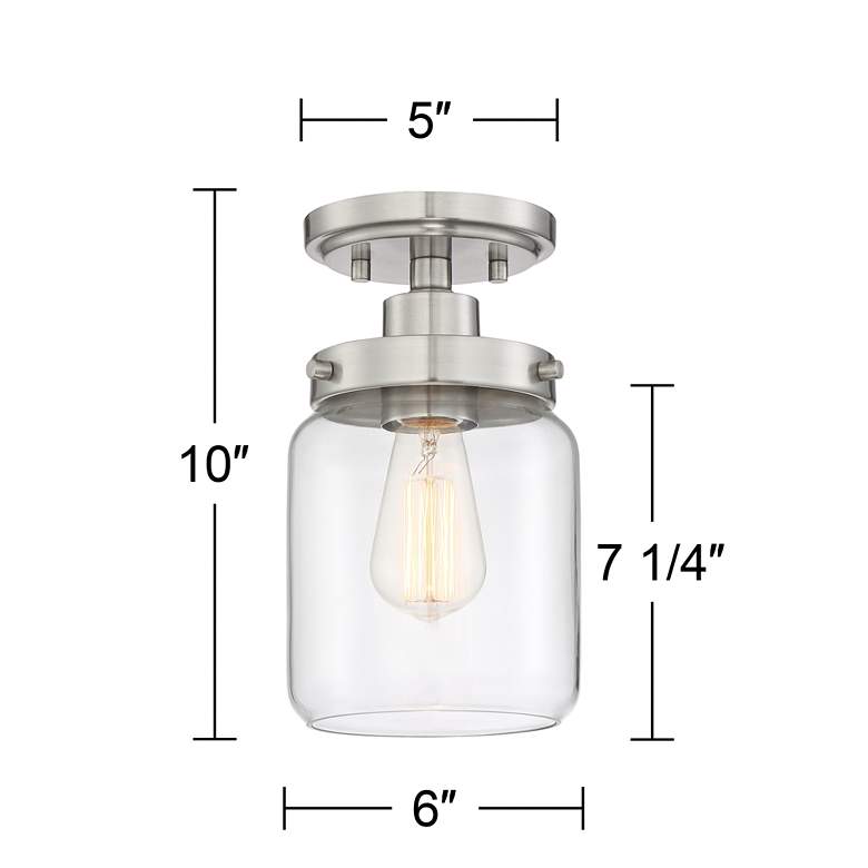 Image 5 360 Lighting Devonshire 6" Wide Brushed Nickel and Glass Ceiling Light more views