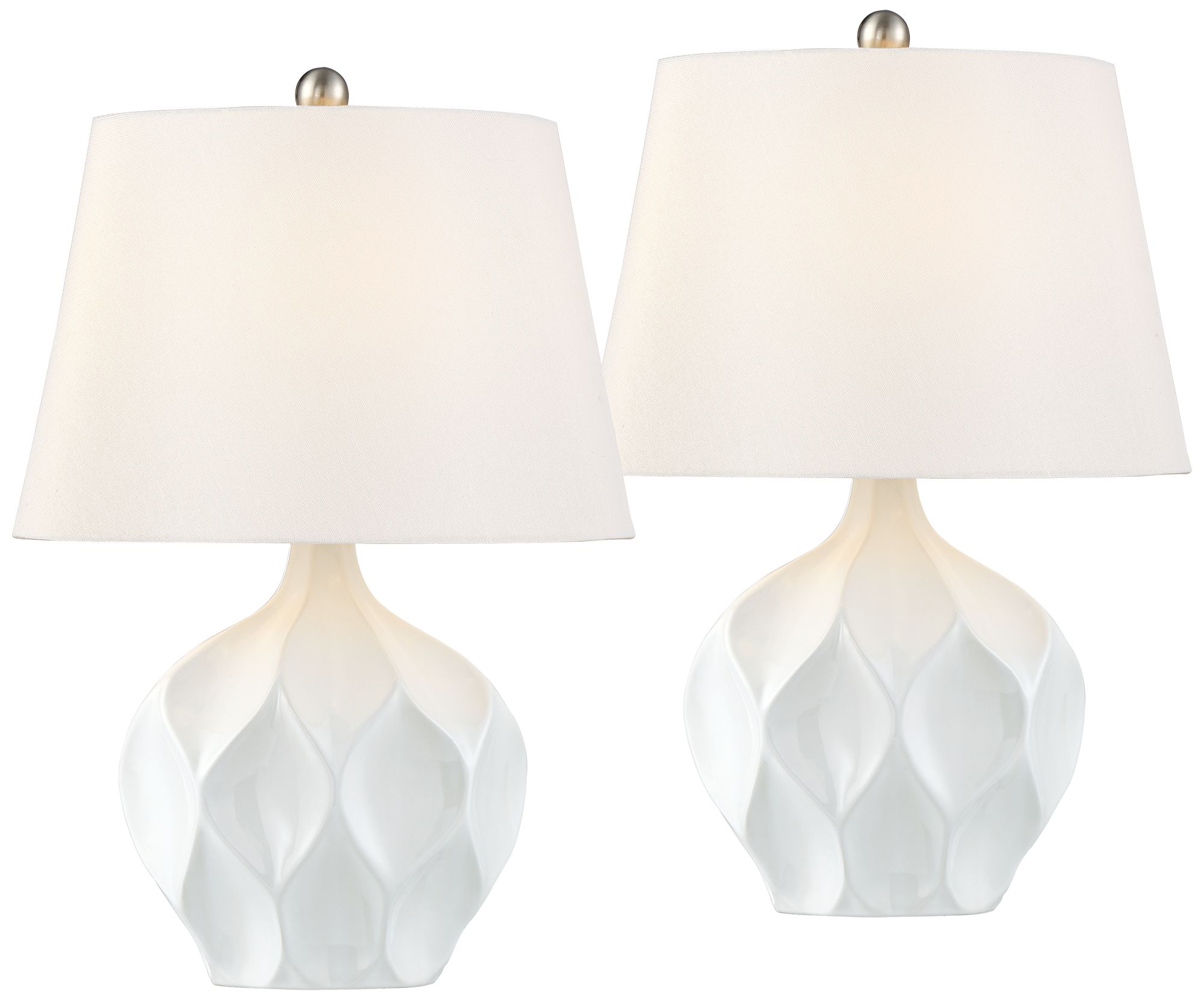 360 Lighting Dobbs White Ceramic Modern Accent Table Lamps Set of 2