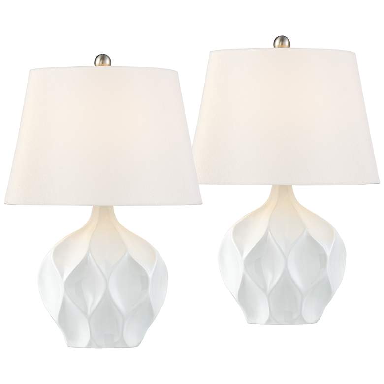 Image 2 360 Lighting Dobbs White Ceramic Modern Accent Table Lamps Set of 2