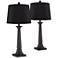 360 Lighting Dolbey 28" Bronze Column Black Shade Table Lamps Set of 2